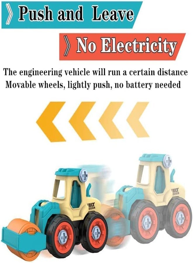 TOYVELLY مجموعة ألعاب TOYVELLY المكونة من 4 قطع، شاحنة وسيارة قابلة للتفكيك، مجموعة بناء رملية للأطفال، مع أداة تفكيك، متعددة الألوان - Image 5